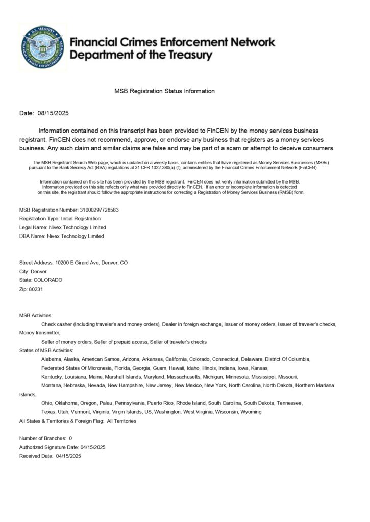 Giấy Chứng Nhận Nivex